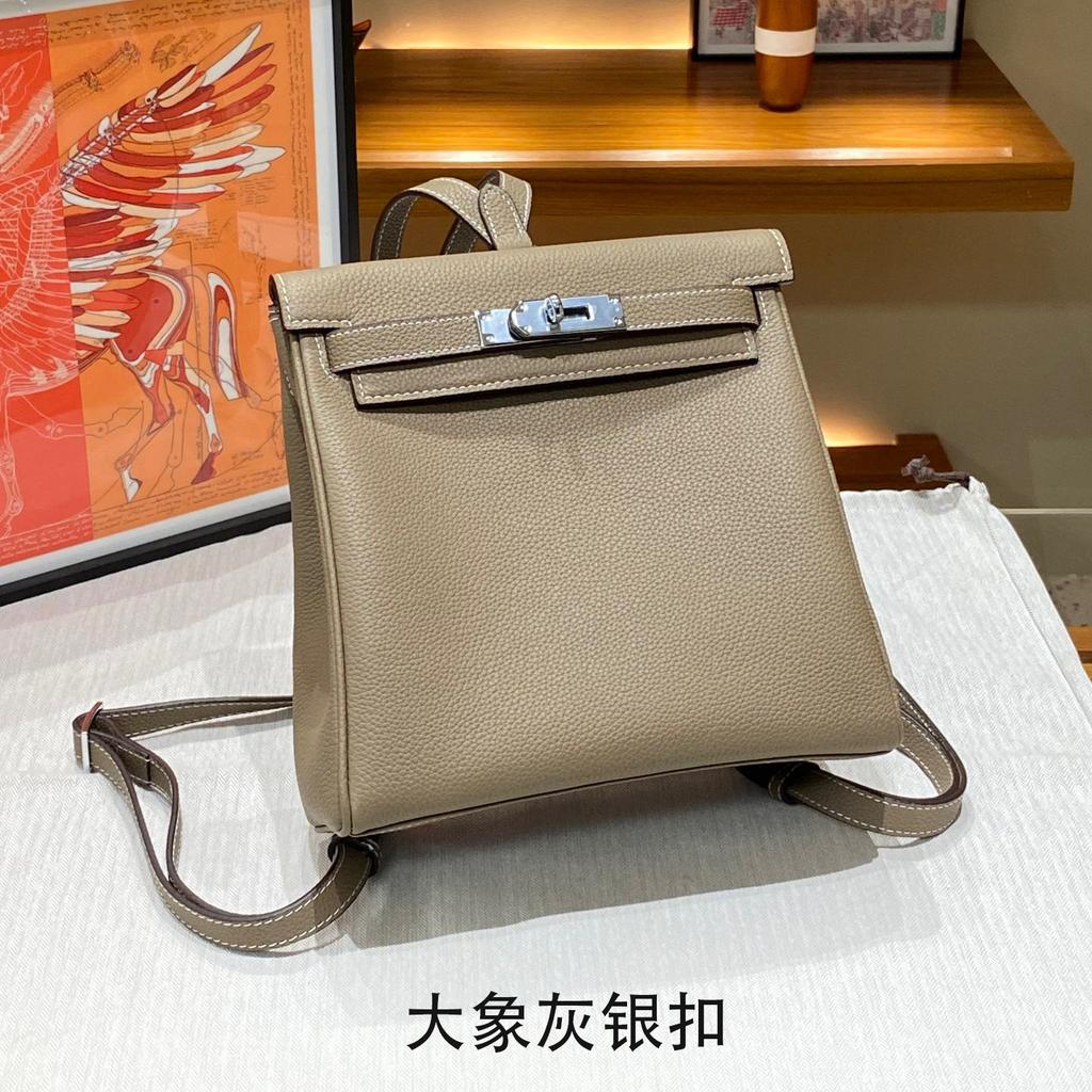 New In Autumn and Winter, Backpack First Layer TOGO Cowhide Lychee Pattern Kelli Bag Fashionable Versatile Women's Bag