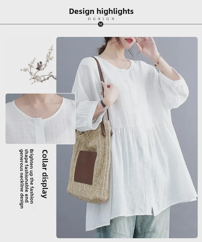 Sommer 2025 Damen Übergröße Koreanischer Stil Schlankmachendes Sieben-Ärmel-Shirt