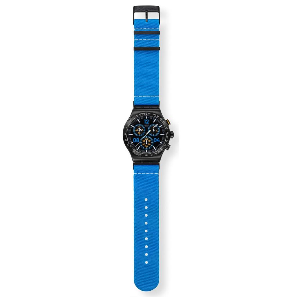 Swatch NEW IRONY CHRONO MOMENTS IN BLUE Wristwatch, YVB100, Men's, Blue