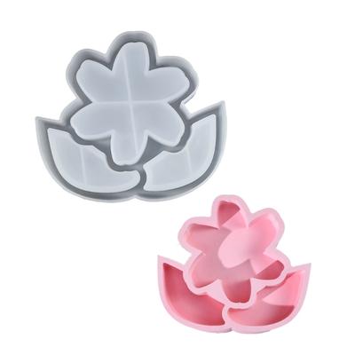 Flexible Sturdy Silicone Epoxy Resin Castes Mold Flower Shaped Tray Dishes Molds for Craft and Home Decoration