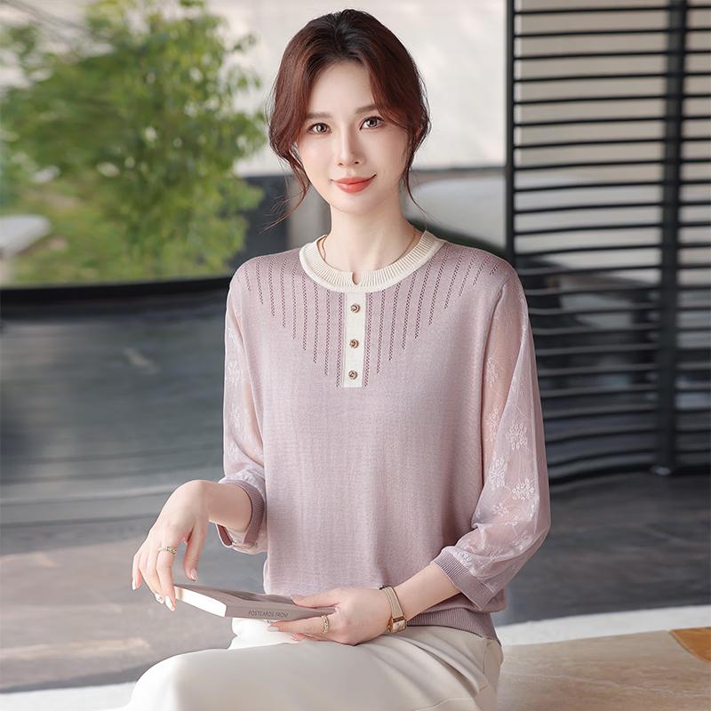 

Datang Furen Women s Thin Knit Gauze Sleeve Top L