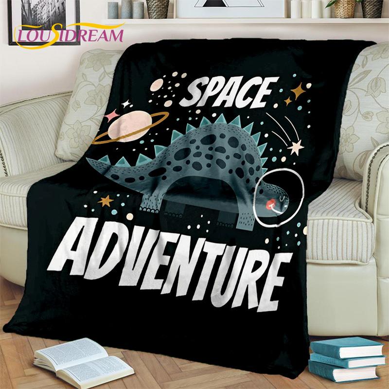 HD Cute Dino Cartoon 3D Dinosaur Space Children Blanket,soft Throw Blanket for Home Bedroom Bed Sofa Picnic Office Cover Blanket