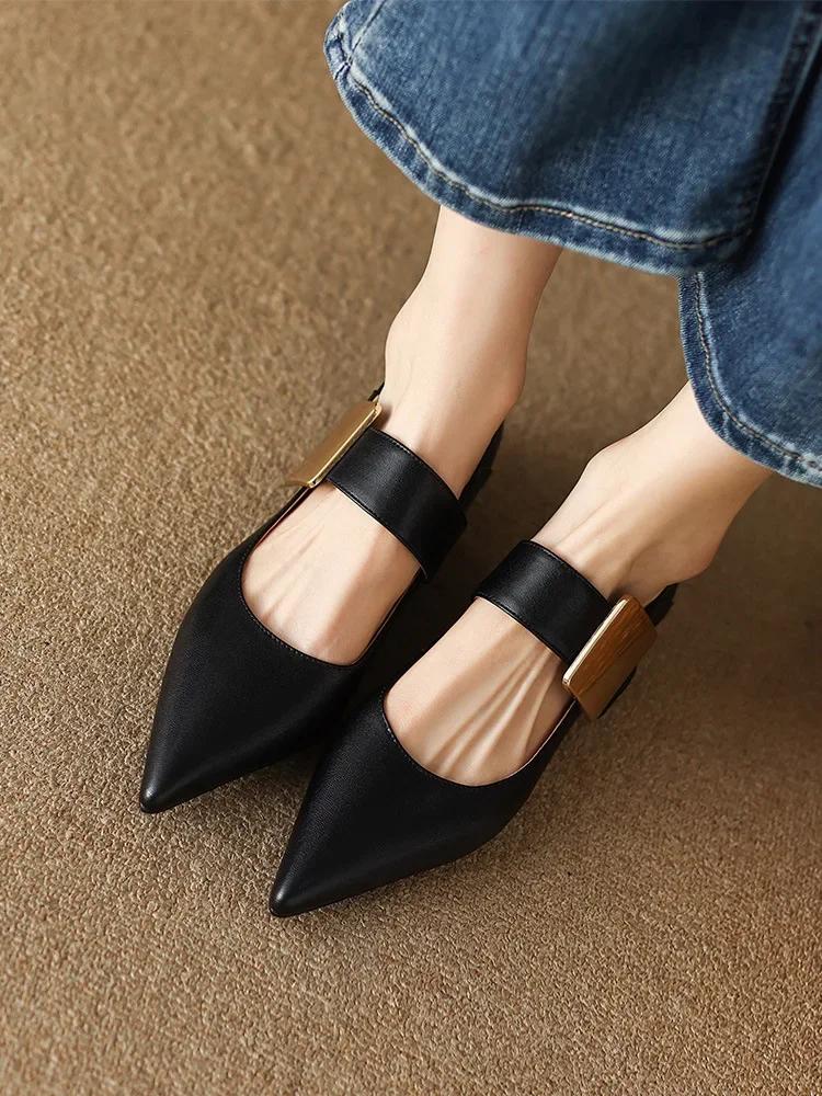 Women Nature Suede High Thick Heels SmallHut New 2026 Spring Black Apricot Square Toe Pumps Elegant Lady Metal Decoration Shoes
