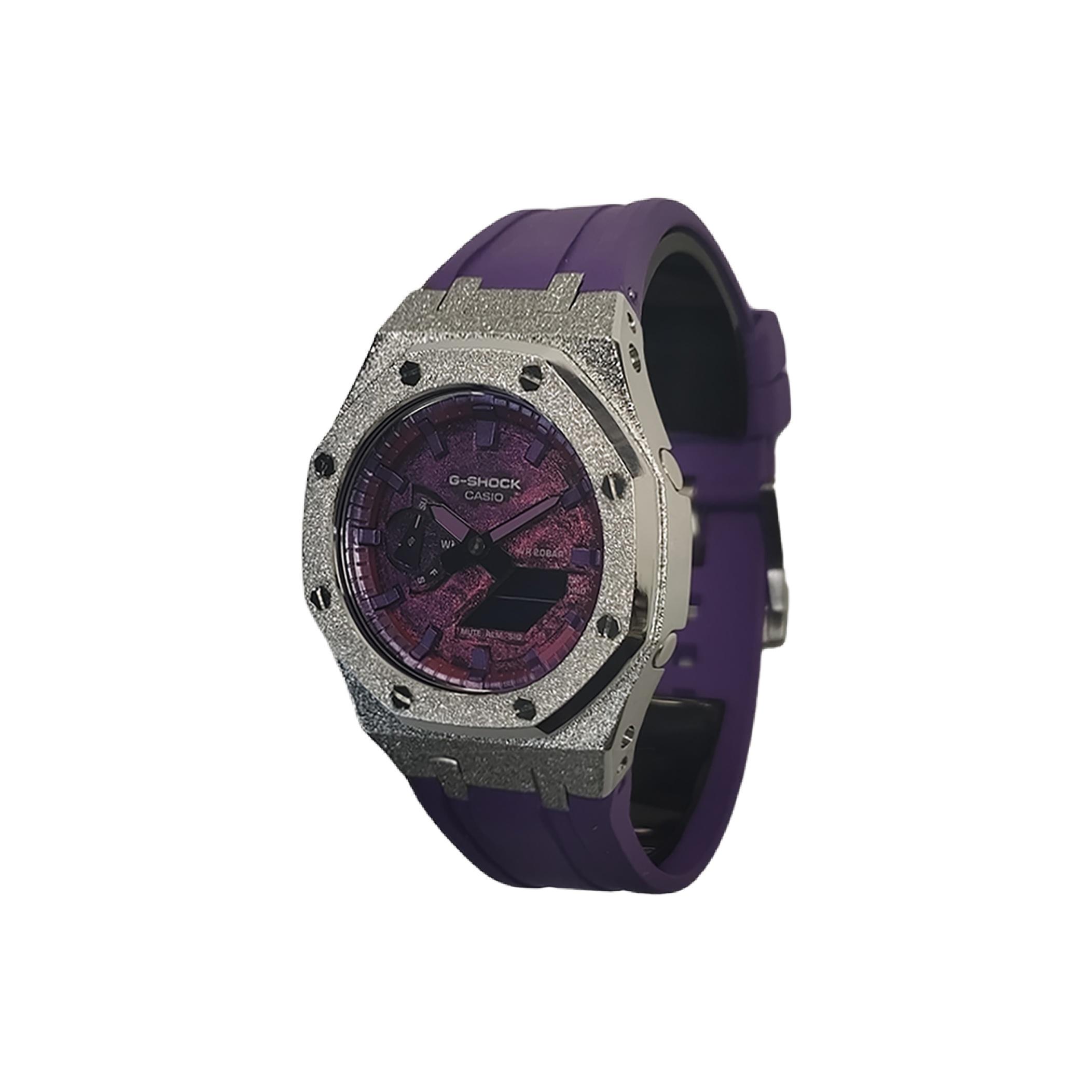 

CASIO Men Liquid Crystal,Analog Dual Display Series 44mm Purple Watch GA-2100SKE-7A(Watch3--) Regular Watch Box
