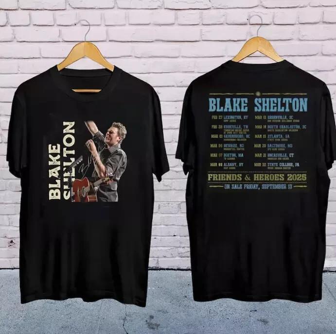 Blake Shelton Signature Shirt, Blake Shelton Friends and Heroes Tour 2025 TShirt Unisex T-Shirt XXL