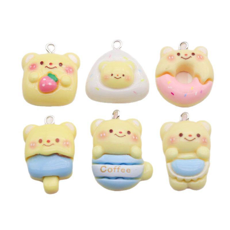 Resin Cartoon Bear Pendant Keychain - Bright Surface Cute DIY Jewelry Accessory