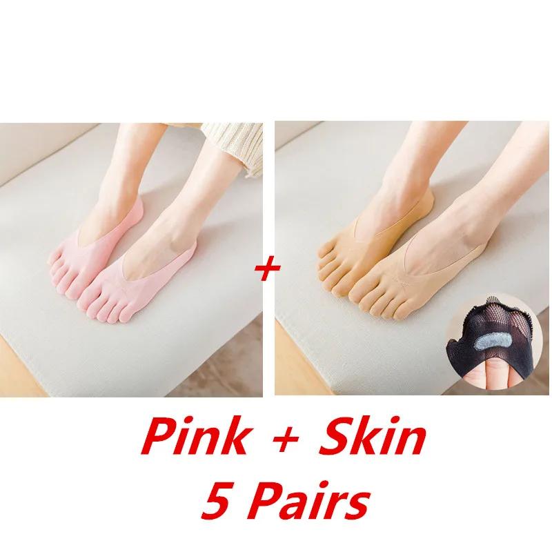 1/3/5 Pairs/Lot Women Summer Five-Finger Socks Ultrathin Funny Toe Invisible Boat Sokken Silicone Breathable Short Low Ankle Sox