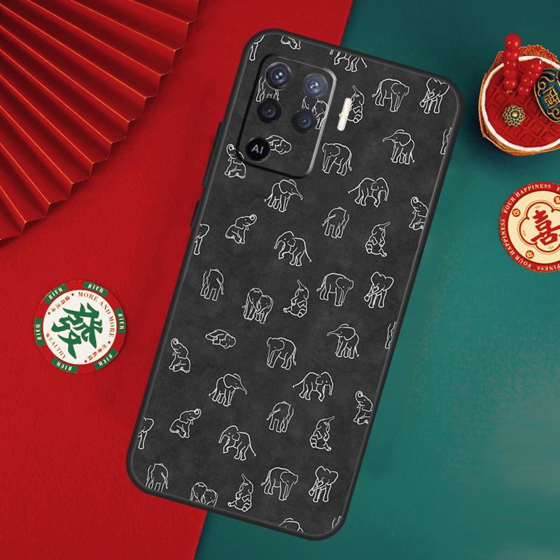 Cute Elephant Cartoon Case For Oppo A80 A40 A60 A6 A5 Pro A15 A16 A17 A57 A94 A74 A54 A76 A96 A18 A38 A58 A78 A98