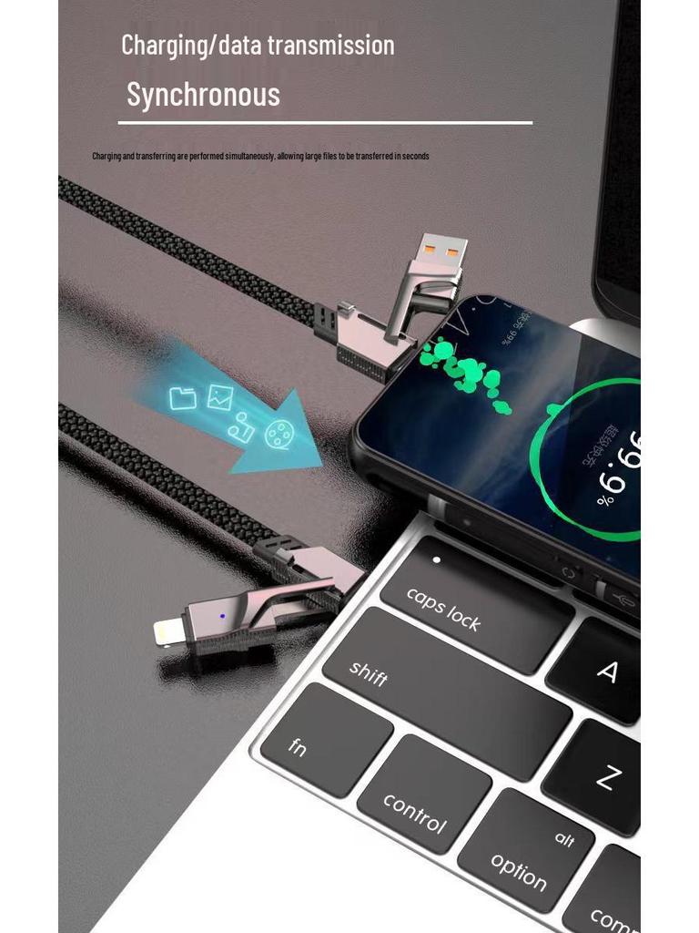 Zinc Alloy Braided 4-in-1 Type-C PD Fast Charging USB Cable