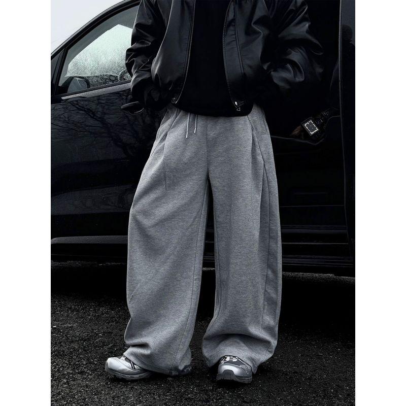 Loose Casual Straight-Leg Knife-Cut Sweatpants for Men and Women, Spring and Autumn Trendy High-Waisted Versatile Drape Straight-Leg Sports Pants