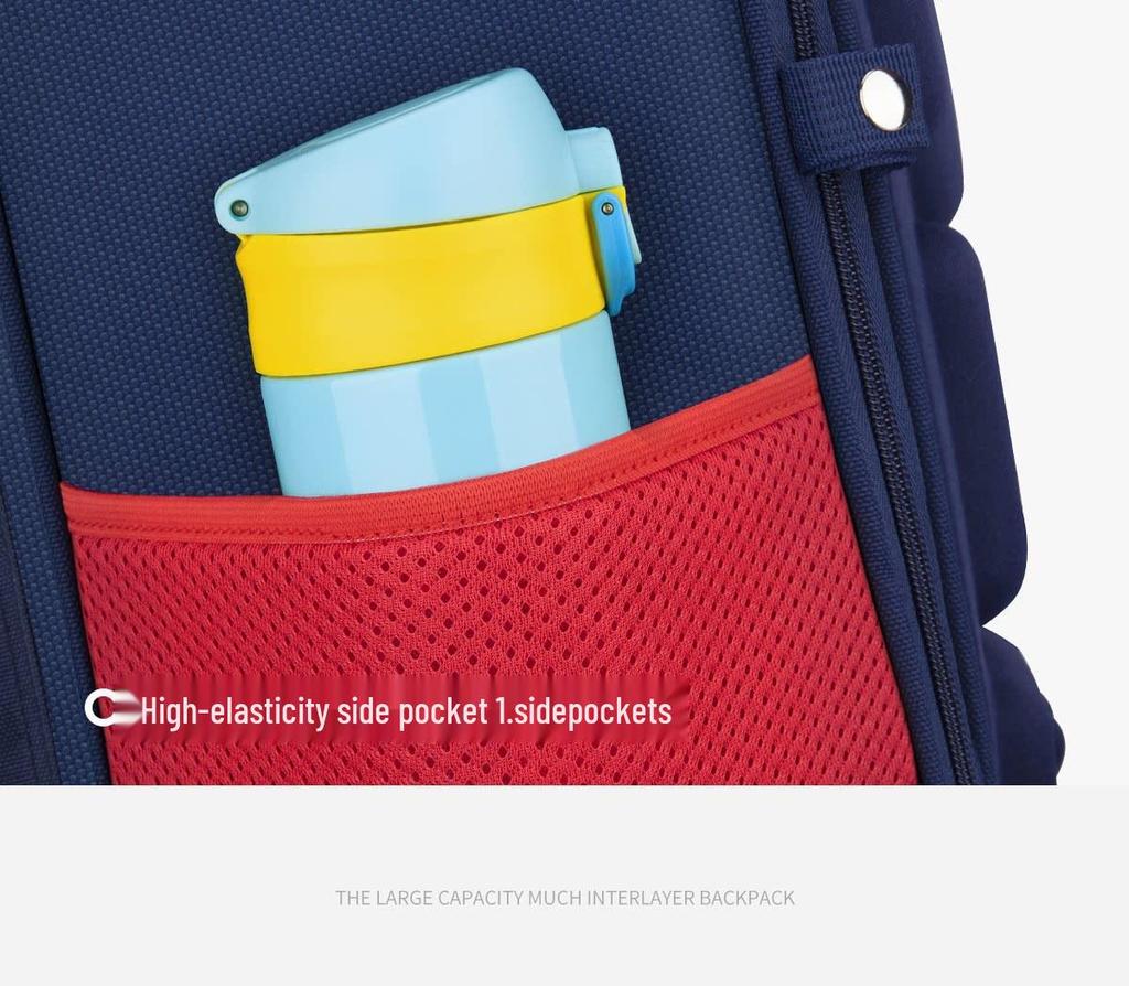 British Style Waterproof Backpack for Grades 1-6: Spine Protection, Load Reduction, Large Capacity, Boys' Double Shoulder School Bag