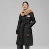 Winter Down Jacket for Women Long Style Large Fur Collar Slim Waist White Duck Down Jacket