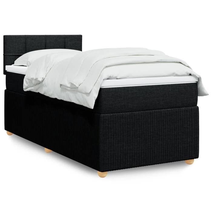 VidaXL Slatted Bed Base with Mattress Black 90x190 Cm Fabric 3289613