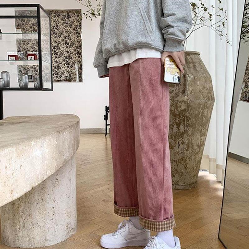 Pantaloni di velluto a coste Autunno e Inverno Da donna Nuovo stile coreano  Pantaloni a vita alta a vita larga e pantaloni casual spessi in velluto  acquista in modo economico — spedizione