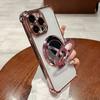Applicable To Apple 15P Mobile Phone Case Flash Powder Magnetic Suction Bracket Wallet Electroplating 14 Four Corner Anti Fall Protection Case 16