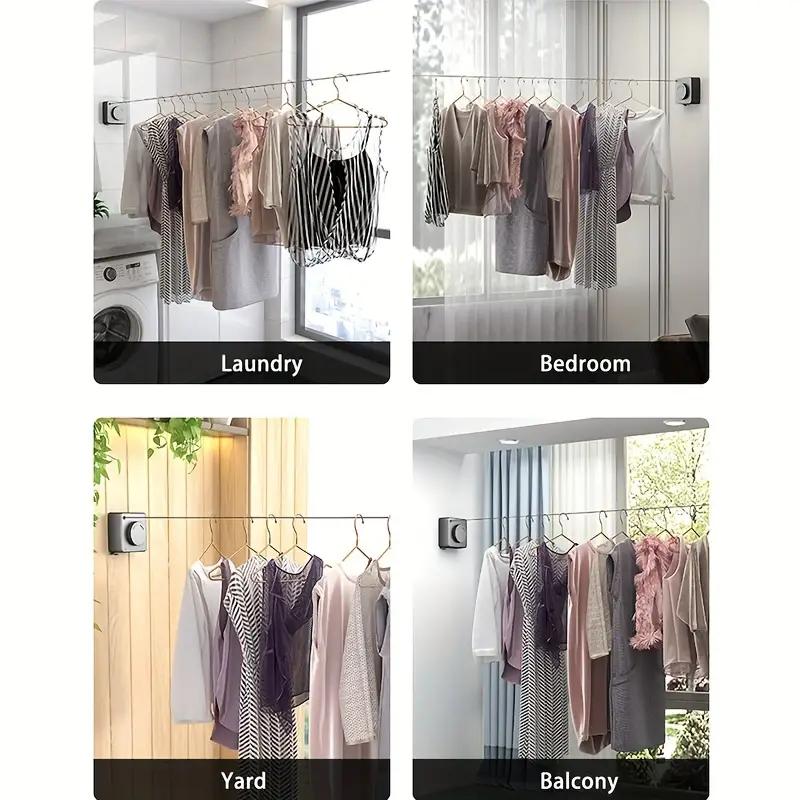 Einziehbare Wäscheleine für drinnen und draußen, Wandaufhänger, Wäscheständer, Balkon, Badezimmer, unsichtbare Wäscheleine, Drahtseil