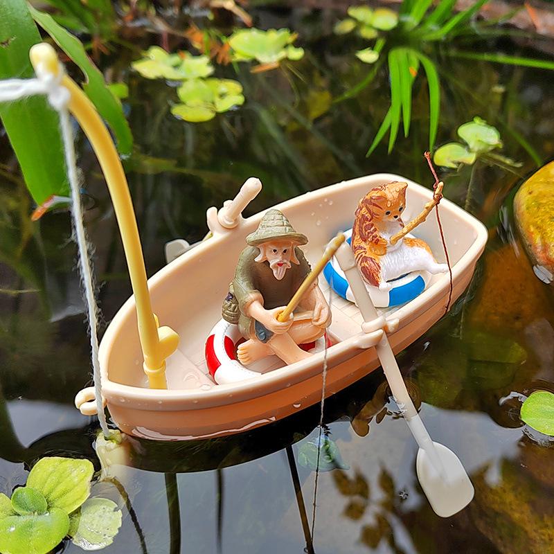 Miniature Floating Boat Ornament - DIY Model for Fish Tank & Landscaping