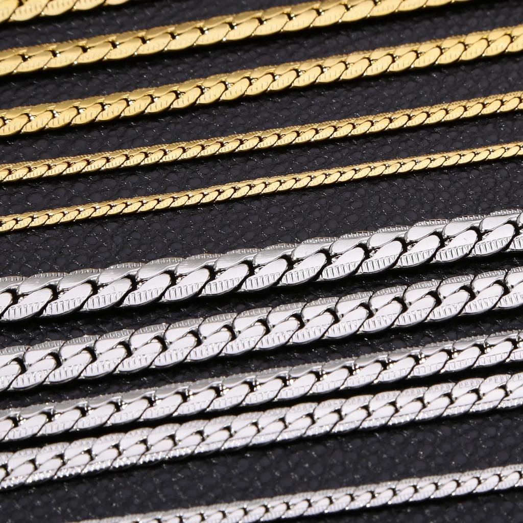 Punk 925 Sterling Silver 6mm Embossed Flat Snake Chain Necklace Gold/Silver Chain Men Women Fashion Jewelry