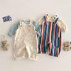 2025 New Spring Striped & Polka Dot Korean Style Pants for Kids - Stylish Girls' and Boys' Overalls