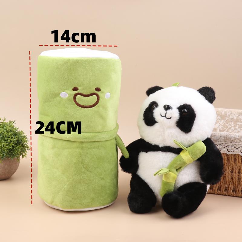 1 Set Cute Stuffed Animal Bear Doll Reversible Design Kawaii Bamboo Tube Panda Kit Plush Toy Children'S Valentine'S Day Gifts