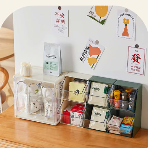 2-Compartment Upright Break Room Coffee Condiment and Cup Storage Organizer, Coffee Condiment Organizer Holder, Coffee Condiment Caddy Cup Storage Hol