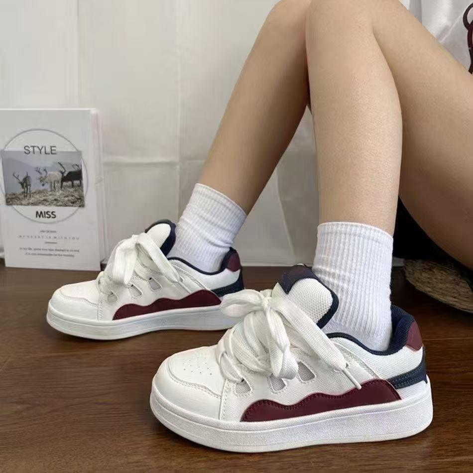 

Casual sports board shoes dopamine bread shoes autumn new students 35 бордовый
