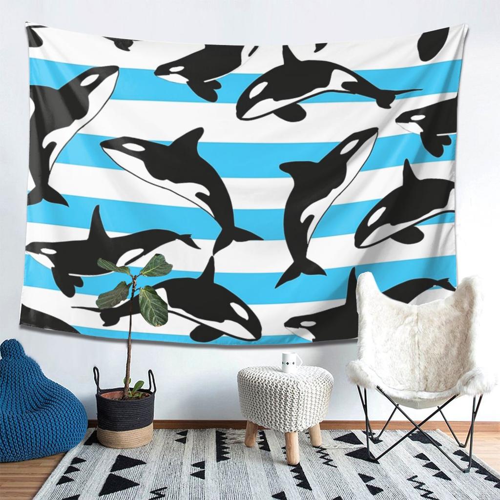 Orca Killer Whale Tapestry Decoration Art Aesthetic Tapestries for Living Room Bedroom Home Wall Cloth Wall Hanging
