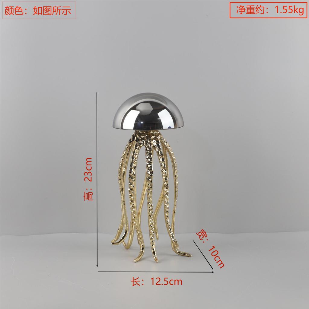 Modern Minimalist Crystal Jellyfish Ornaments Metal Ocean Art Living Room Bedroom Hotel Home Accessories Table Decoration