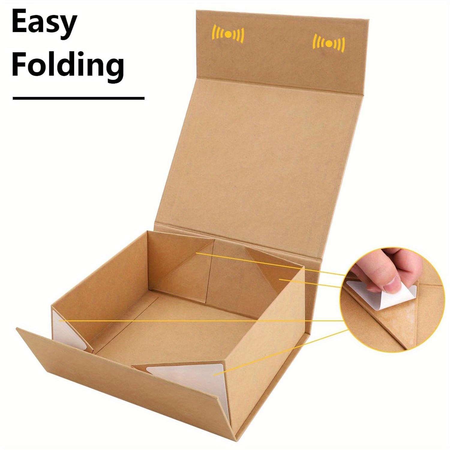 

1 шт. Коричневые подарочные коробки из крафт-бумаги для подарков с крышками на магнитном замке, прямоугольные складные для подружек невесты, для упаковки подарков на свадьбу и день рождения 20x18x8cm коричневый