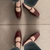 Women's Retro Style Spring Summer 2025 New Arrival Flat Heeled Mary Jane Shoes French Square Head Shallow Couple Women's Shoes