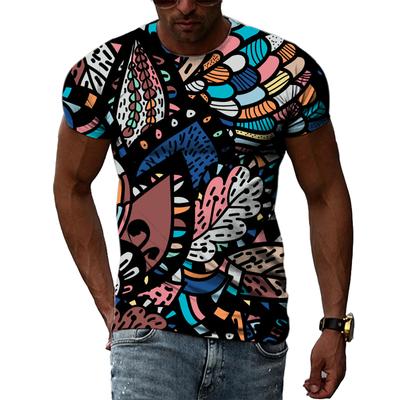 Neue 3D Mode Ethnisch Buntes Muster Unisex Print T-Shirts Trendige Herren Sommer Lässig Persönlichkeit Harajuku Kurzarm T-Shirt Top