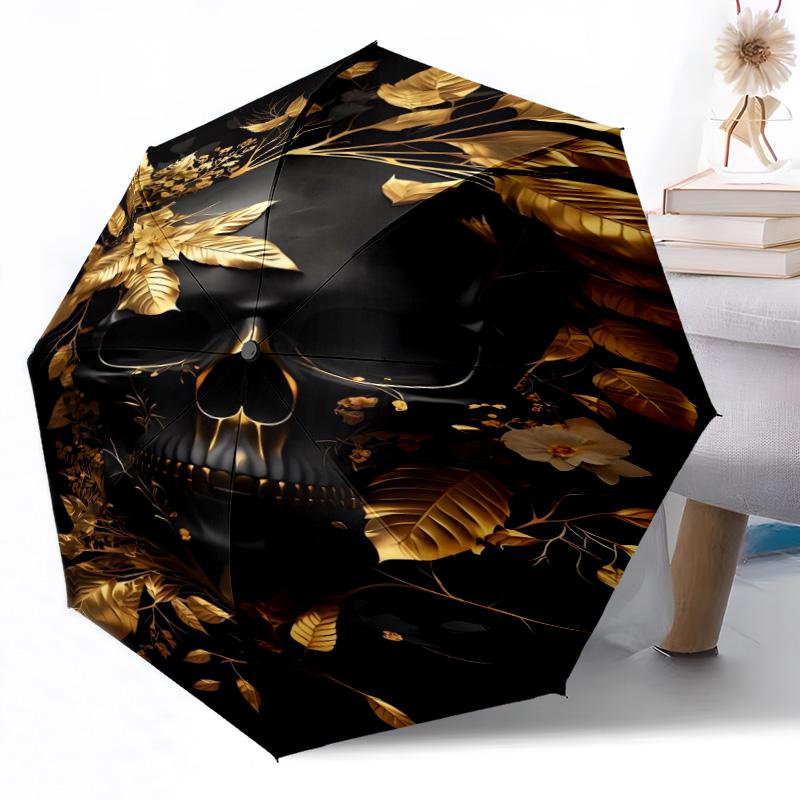 

Butterfly Skull Ornament Outdoor Automatic Umbrella Sturdy 8 Rib Durable Plastic Iron Outdoor Daily Use Outdoor Accessory Perfect Gift Friends