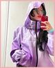 Themuseumvisitor Sprayed Printed Windbreaker (Purple)