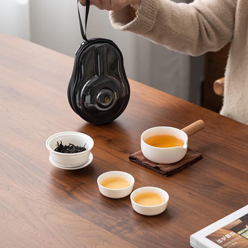 Sushic Mutton-fat Jade Ceramic Travel Tea Set