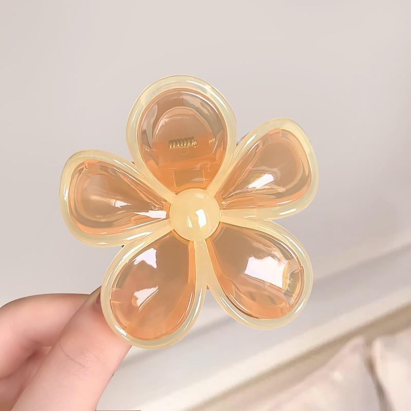 European Jelly Color Flower Claw Clip - Summer Beach Hair Accessory
