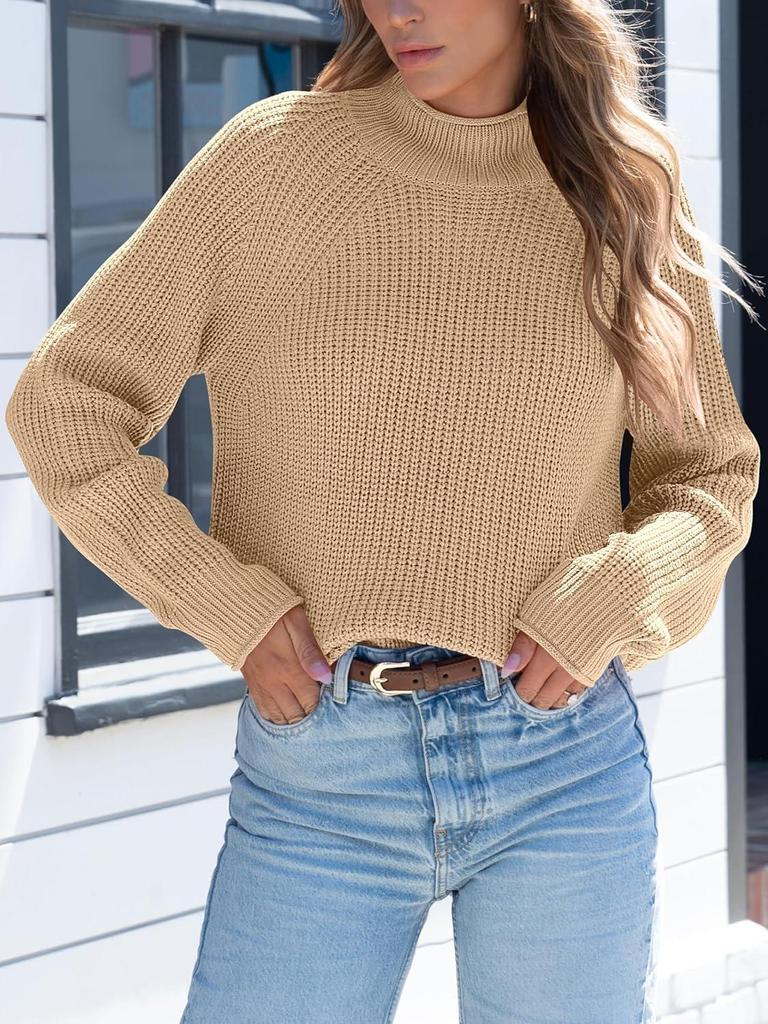 2026 Autumn/Winter Women's High Neck Solid Color Knit Sweater