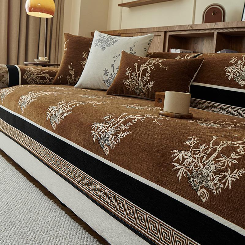 1pcs Chinese Style Chenille Sofa Cover Four Season Universal Straight Row Seat Cushion Hot Durable Non Slip Furniture Protector