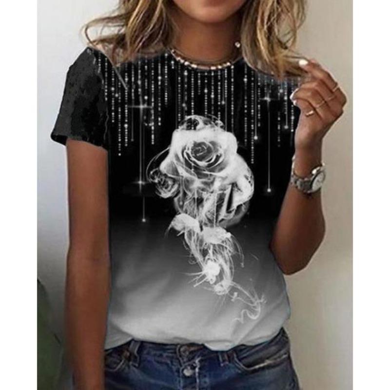 Women's T-shirt, casual and comfortable top, women's printed design