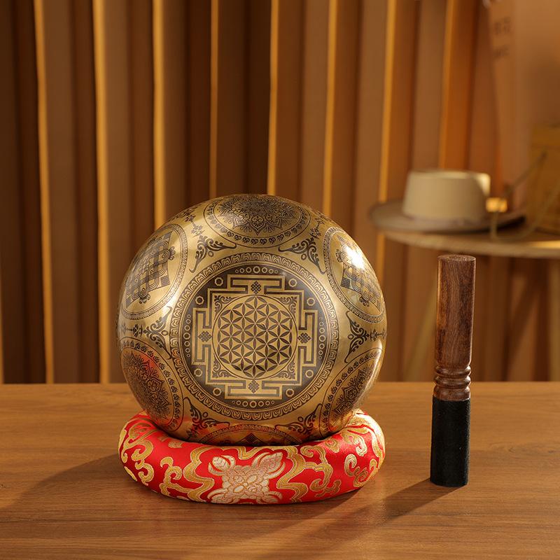 Handmade Nepalese Longevity Buddha Carved Singing Bowl Meditation Yoga Sound Healing Therapy