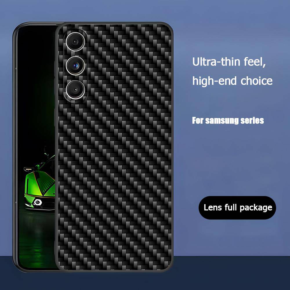 Motif fibre de carbone pour Samsung Galaxy S24 S23 Ultra S22 S21 Plus S20 Noir Coque de protection souple en silicone