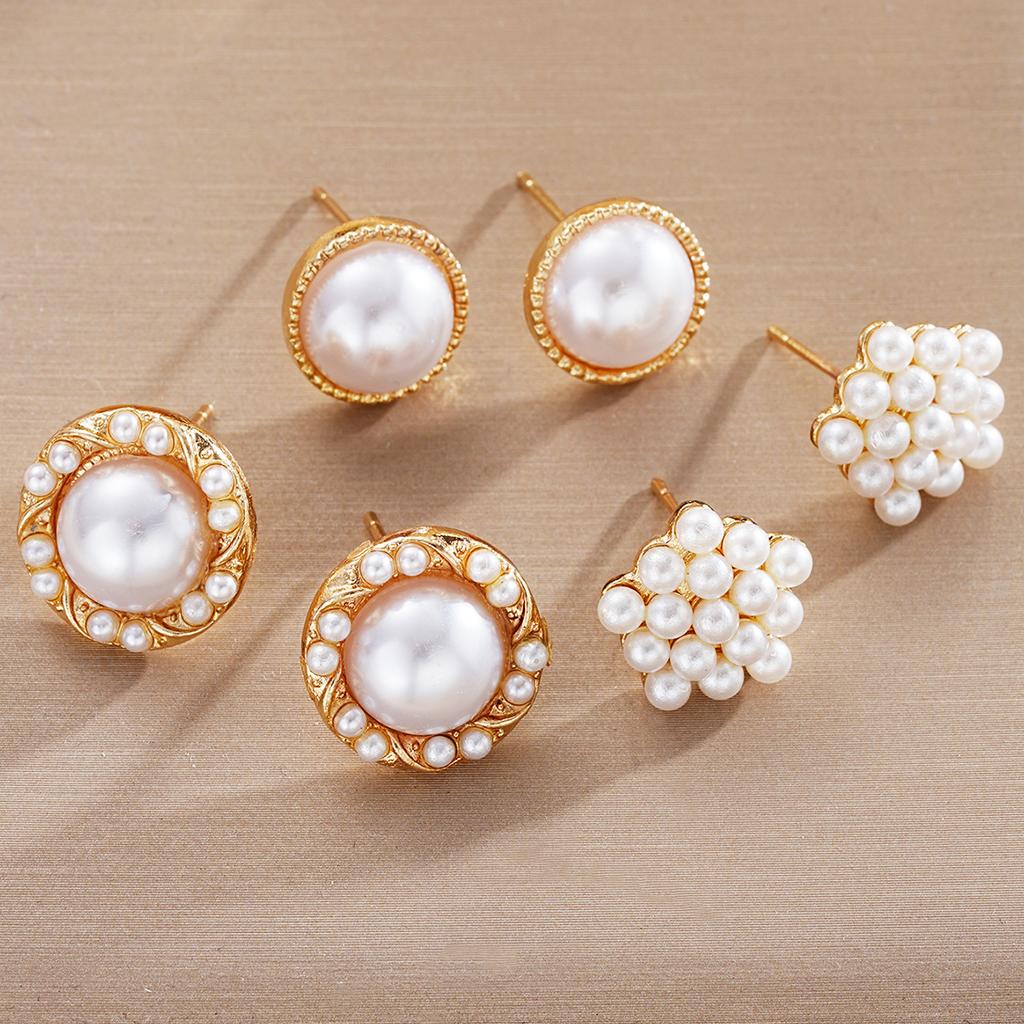 6 Pcs Fashion French Pearl Stud Earrings Set for Women Fashion Elegant Geometric Round Earring Banquet Daily Jewelry Gifts 2026