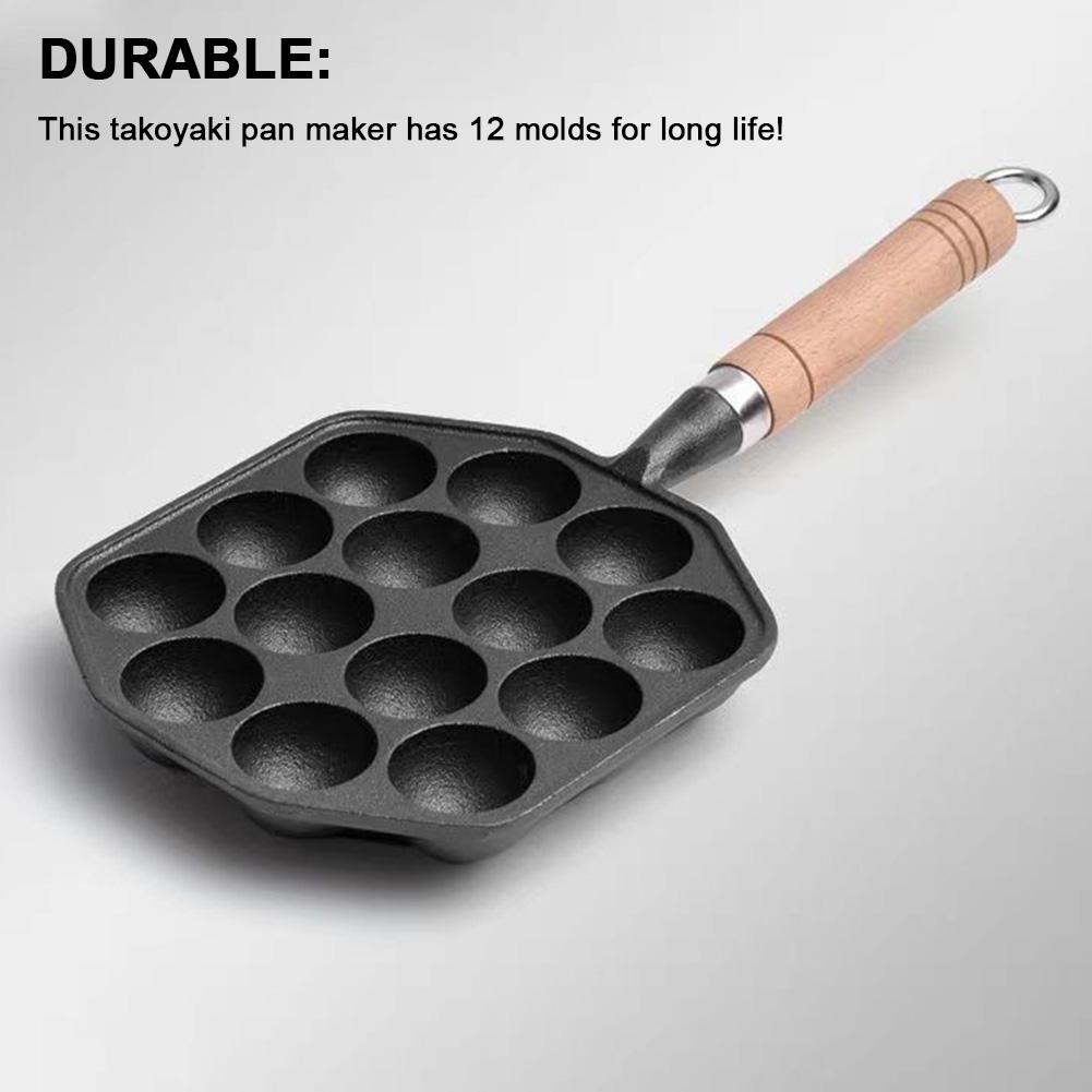 Non Stick 14 Holes Takoyaki Maker Cast Iron Octopus Ball Maker Kitchen Tools for Home Cooking and Baking Delight