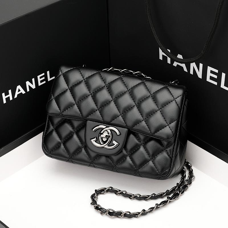 Leather Women's Bag Rhombus Chain Bag 2 New High-end Underarm Bag Fashionable Shoulder Messenger Bag