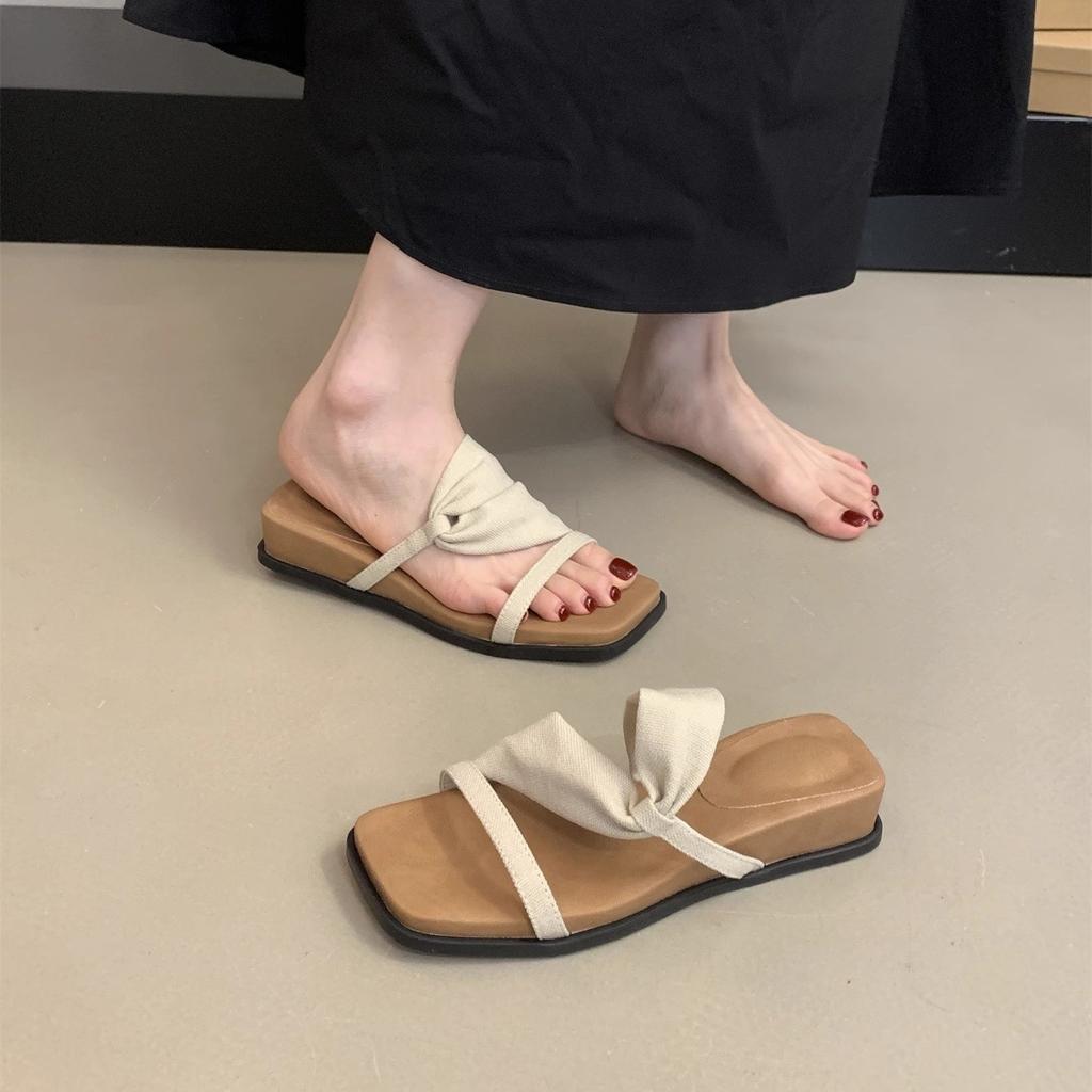 Leinenslipper mit dicksohligem Keilabsatz für Damen, Sommer, neue Märchen-Urlaubsstil-Sandalen, Sommer, schöne Sandalen