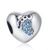 925 Silver Love Footprints Bead Double Pendant Charm for DIY Bracelet Jewelry Making Gift for Boy Girl Friend