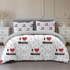 I Love You Duvet Cover Microfiber 2/3 Pcs Bedding Set Queen/King/Full/Twin Letter Hello Love Quilt Cover for Lovers Girls Spouse