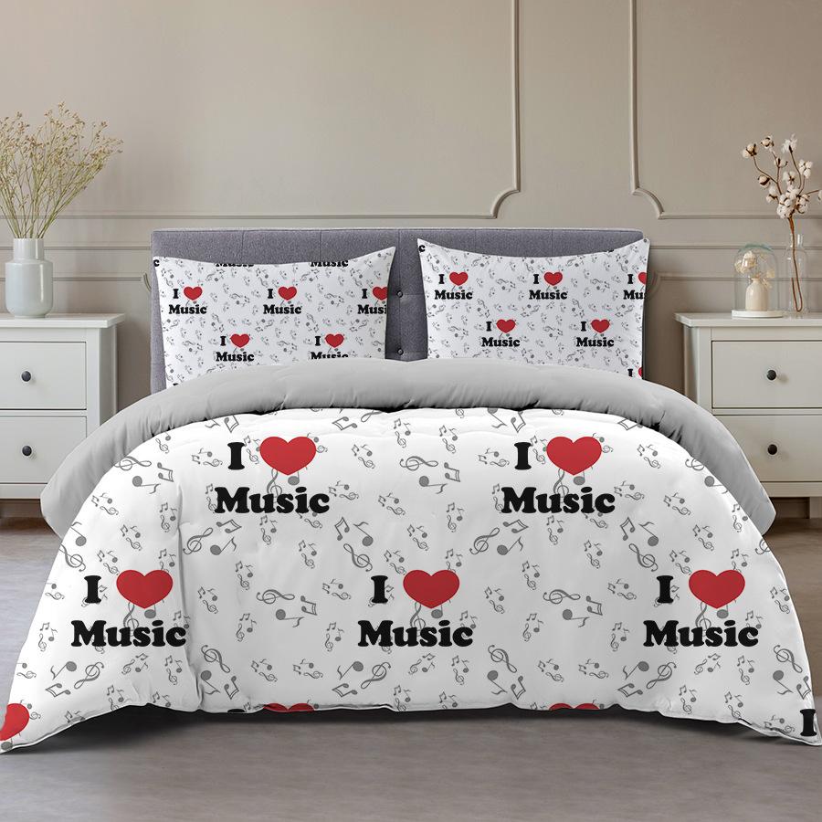I Love You Duvet Cover Microfiber 2/3 Pcs Bedding Set Queen/King/Full/Twin Letter Hello Love Quilt Cover for Lovers Girls Spouse