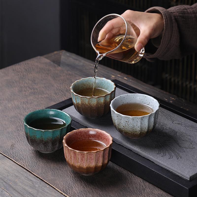 Ceramic Cup Single Cup Kung Fu Tea Set Accessories Teacup Tea Bowl Household Simple Retro Coarse Pottery Tea Cup