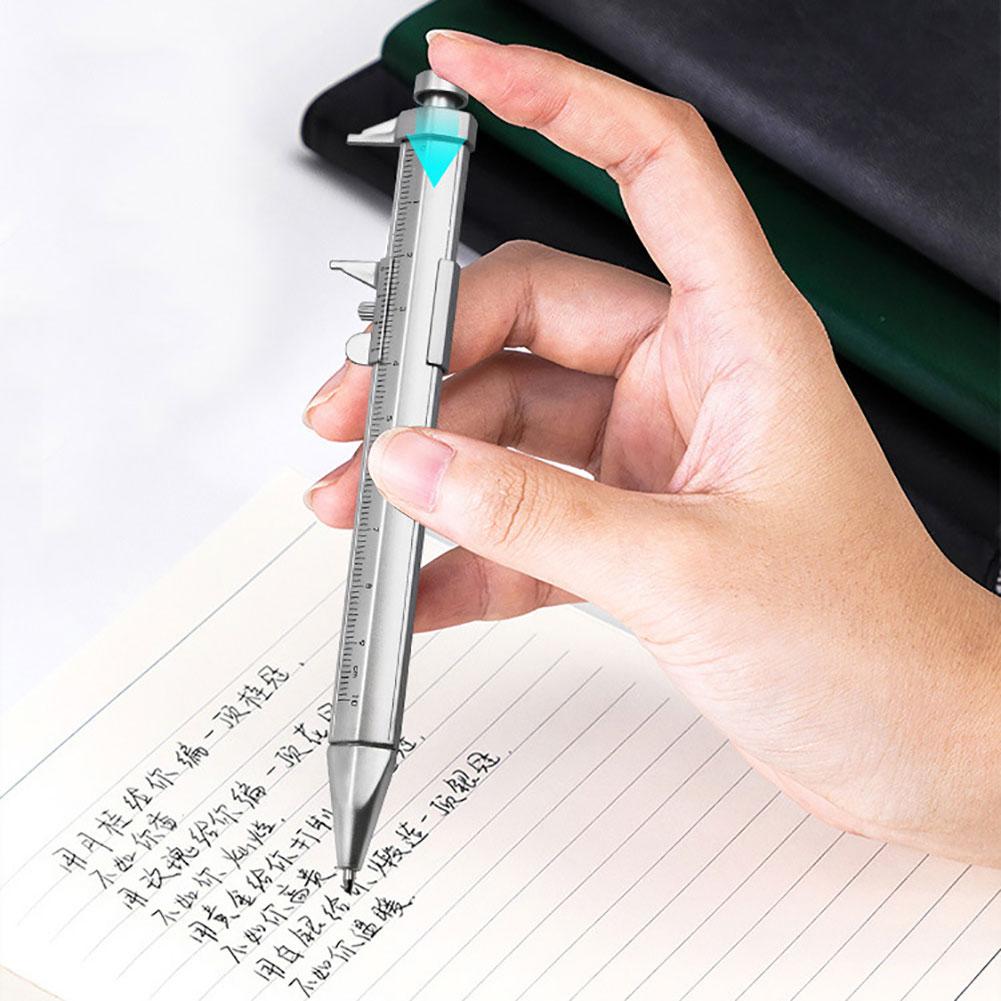 2 in 1 Vernier Caliper Pen Ball-Point 0.5mm Ballpoint Pen Ink Pen Vernier Caliper Roller Ball Pen Kid Stationery Measuring Tools
