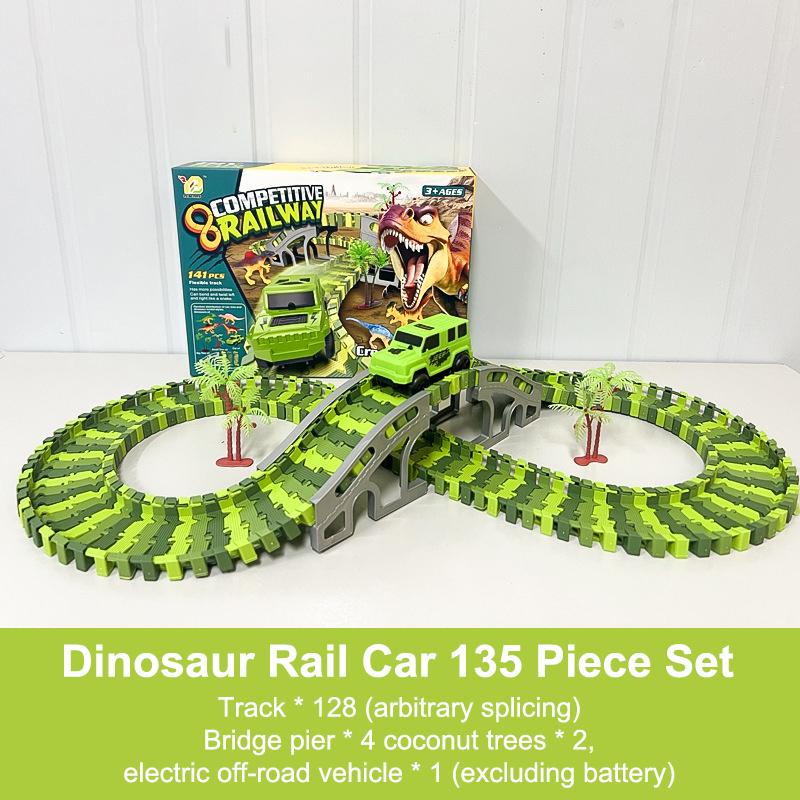 135-141Pcs Children Electric Track Toy Car Engineering Car Kids Educational Toys Track Car Train Toys For Children Birthday Gift